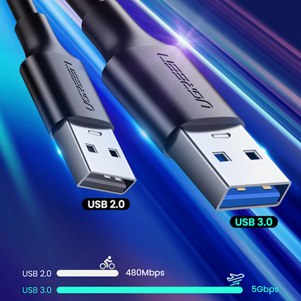 Ugreen US184 20882 USB-A 3.0 till USB-C Kabel 3A 1m - Svart