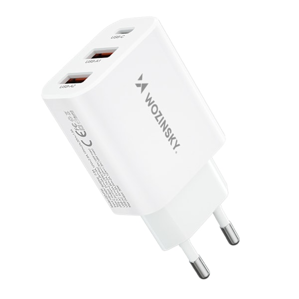 Wozinsky 30W Snabbladdare USB-C / 2x USB-A - Vit