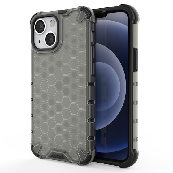 Skyddande Honeycomb-fodral med gelram för iPhone 13 mini - Svart