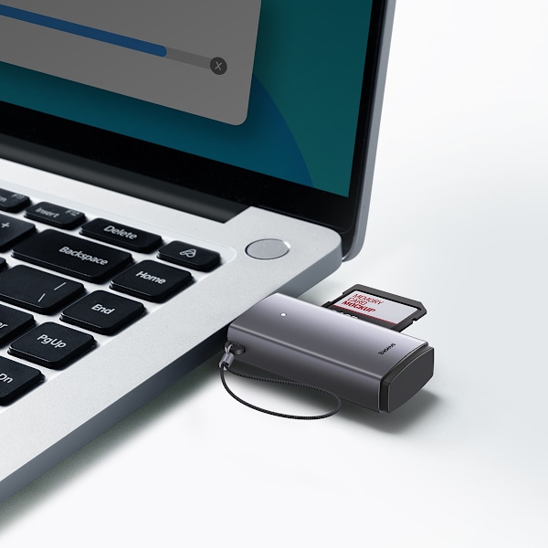 Baseus Lite-serien Adapter Kortläsare SD/TF USB Grå (WKQX060013)
