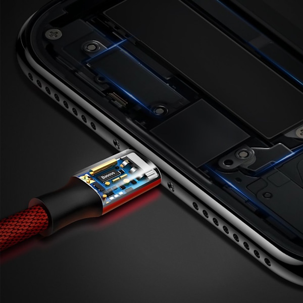 Baseus Yiven Flätad Kabel USB/Lightning 1/8M Röd (CALYW-A09)