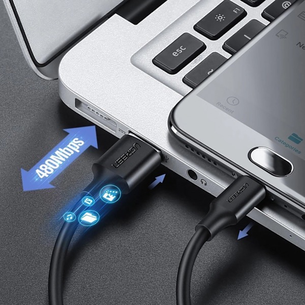 Ugreen USB-Kabel US289 60135 micro USB/USB-A 0/5m - Svart