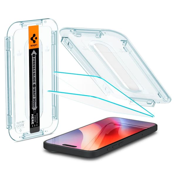 Härdat glas Spigen Glas.tR EZ Fit för iPhone 15 / 16 - 2-pack