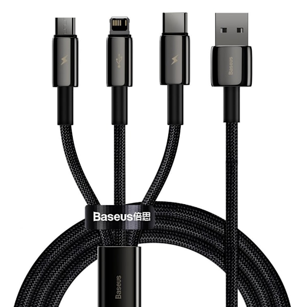 Basus Tungsten 3-i-1 USB-kabel - Typ C / Lightning / micro USB/