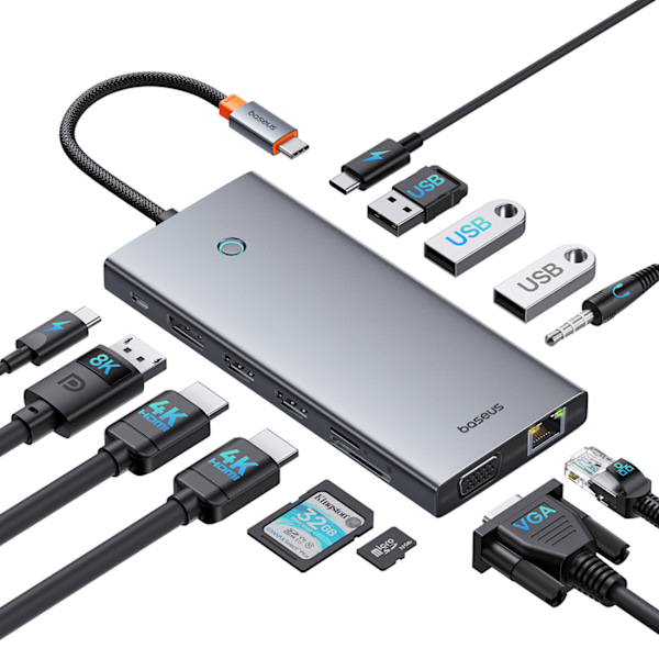 Baseus PortalJoy Serie 13-i-1 USB-C HUB - HDMI/DP/VGA/USB-A/USB-