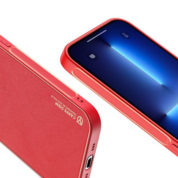 Dux Ducis Yolo elegant konstläderfodral för iPhone 13 Pro i rött