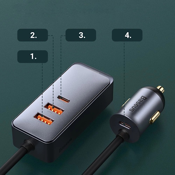 Baseus Share Together Billaddare 2x USB / 2x USB Typ C 120W PPS