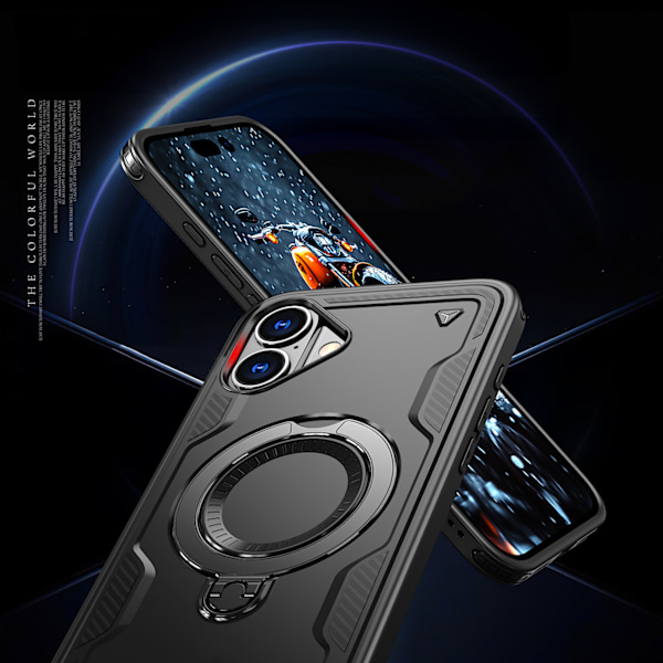 Hybrid Armor Trendy Etui med MagSafe til iPhone 16 - Sort