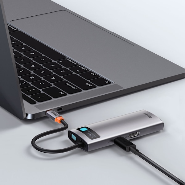 Baseus Metal Gleam USB-C Hub 5-i-1/ PD 100W/ HDMI/ Grå (WKWG0200
