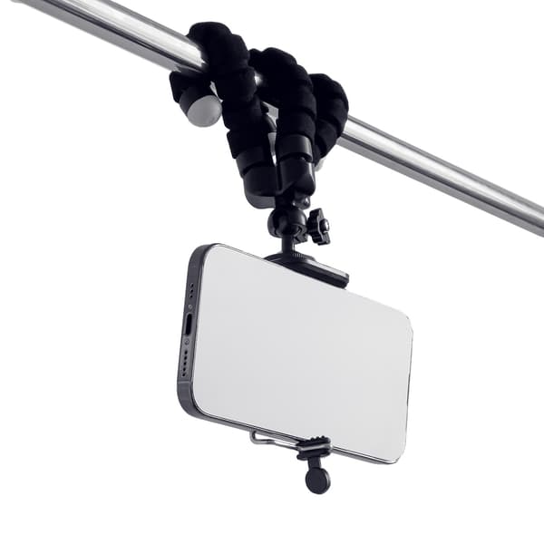 Selfiestativ med stativ för telefon och kamera