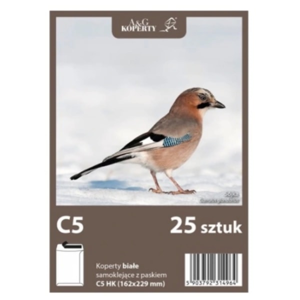Kuvert i C5-format/ vit/ hög kvalitet/ 25-pack