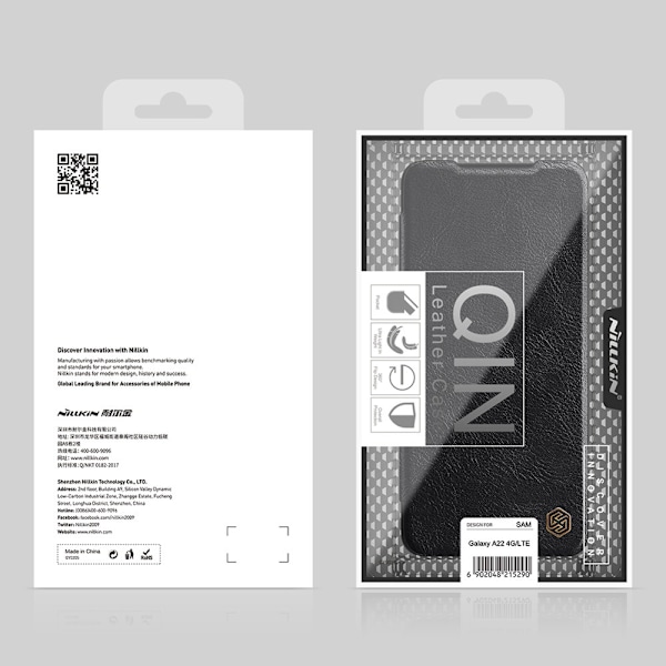Nillkin Qin läderfodral Samsung Galaxy A22 4G brunt elegant skyd