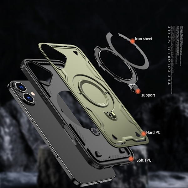 Hybrid Armor Etui med MagSafe til iPhone 16 Plus - Grøn