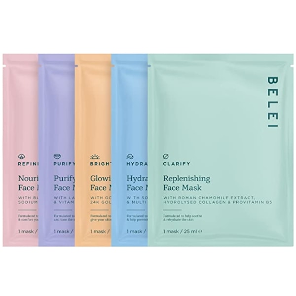 Belei Ansiktsmask Set/ 7 st - Naturlig Hudvård Kit med Varierade