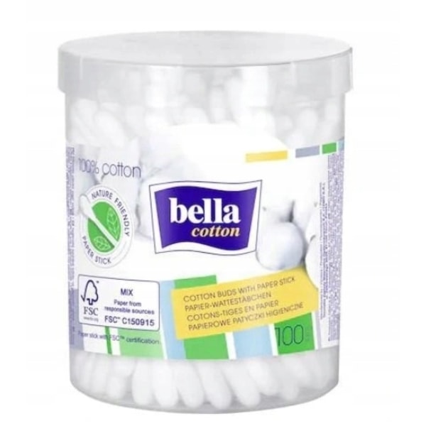 Bella-kertakäyttöiset puuvillatikut, 100 kpl