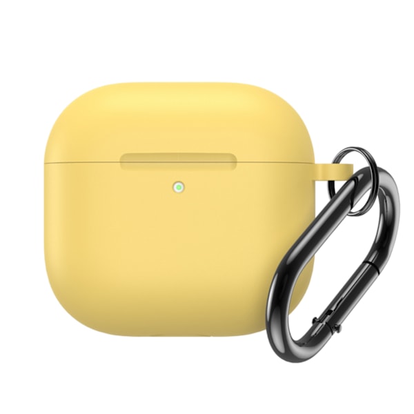 Silikoneetui til Airpods 4 med karabinhage - gul