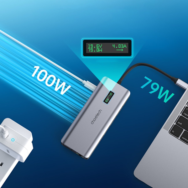 Choetech 12-i-1 USB-C Hub med Display – Universell anslutning fö
