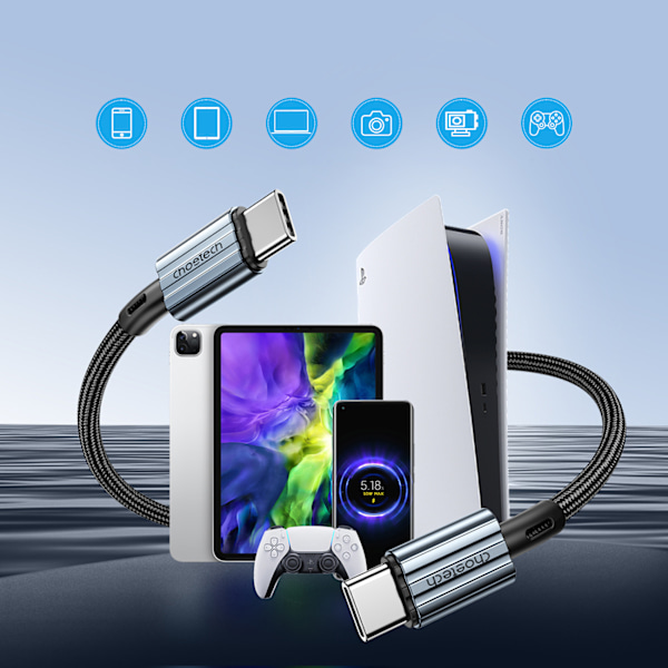 Choetech XCC-1014 USB-C till USB-C Kabel PD 60W Grå