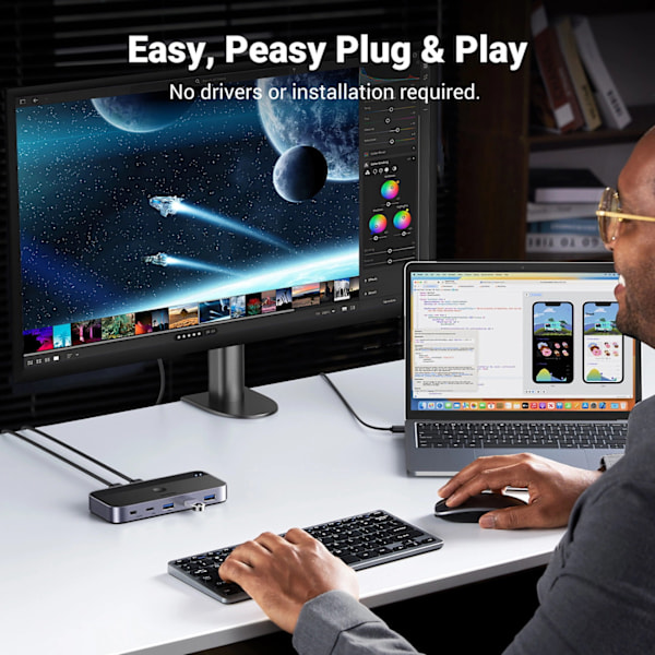 Ugreen CM662 USB 3.0 Växel 2-ingång 4-utgång med 2x USB-A kablar