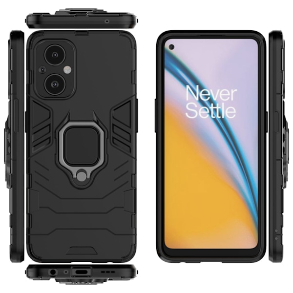 OnePlus Nord N20 5G Svart Hybrid Skyddsfodral med Magnetiskt Sta