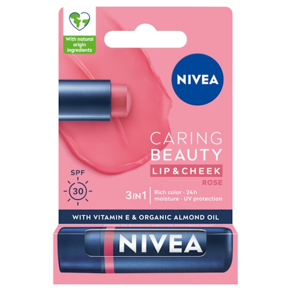 Nivea Vårdande Läppbalsam 3-i-1 Rose/ 4.8 g
