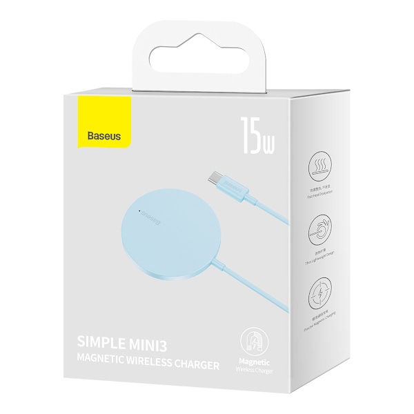 Baseus Simple Mini3 Magnetisk MagSafe Qi 15W Trådlös Laddare Blå