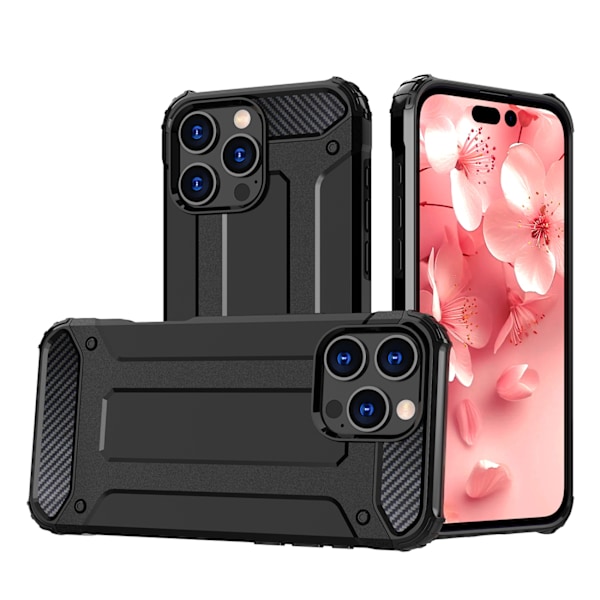 Skyddande Hybrid Armor Fodral för iPhone 16 Pro Max - Svart