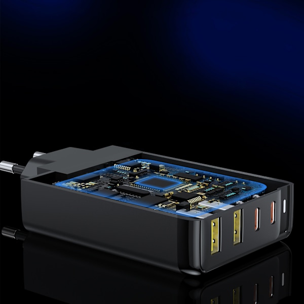 Choetech GaN-laddare 140W 4-port (2x USB-C/ 2x USB) svart (PD600
