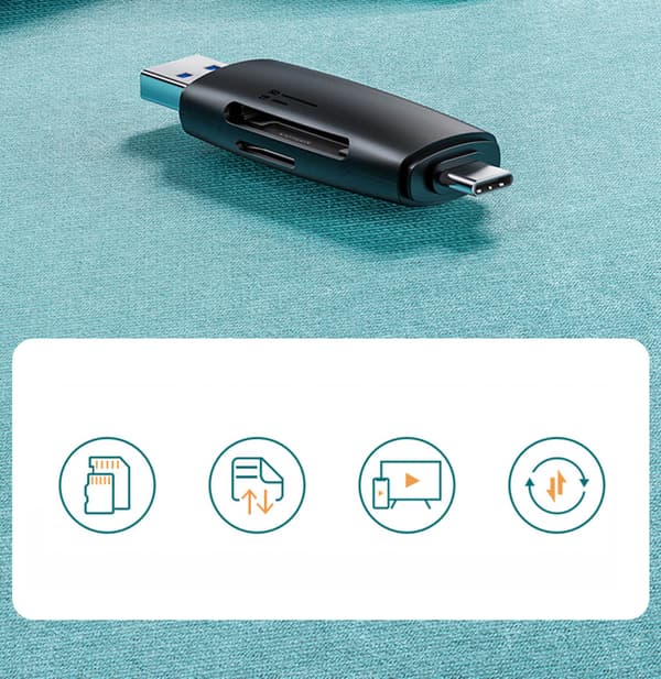 Ugreen SD/microSD Kortläsare Adapter (USB-A/USB-C) Svart (CM304)