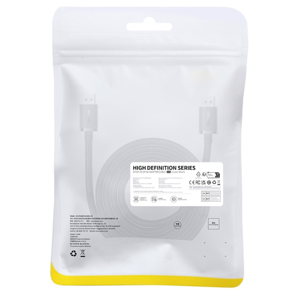 Baseus DisplayPort-kabel 8K 60Hz 2m - Svart/ Högupplöst anslutni