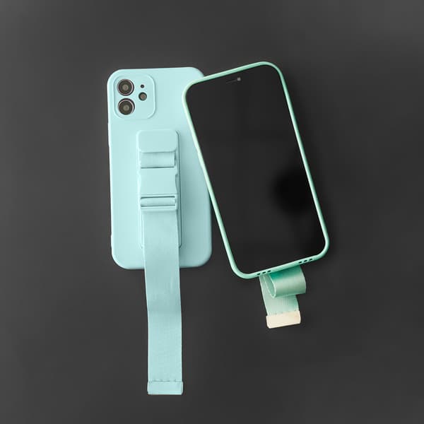 Skyddsväska Geléfodral med Repväska för iPhone 12 Ljusblå
