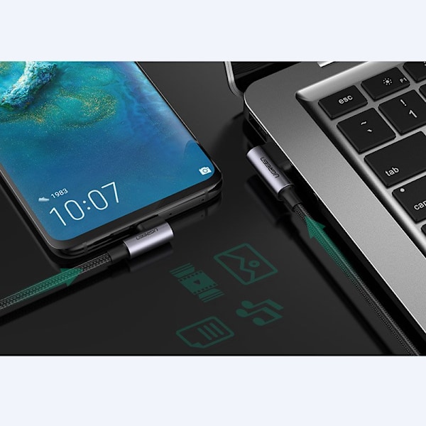 Ugreen Vinklad USB-kabel - USB Typ C Quick Charge 3.0 QC3.0 3A 1
