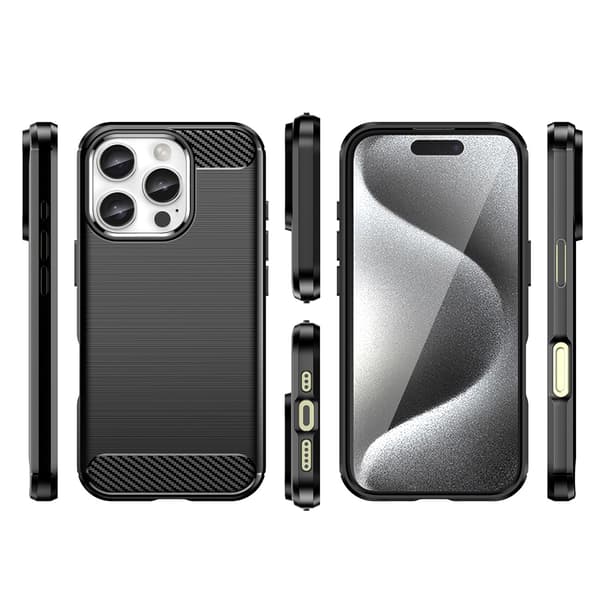 Silikonfodral Carbon Case för iPhone 16 Pro Max - Svart