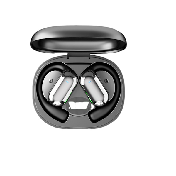 Open Ear Bluetooth hörlurar, trådlösa hörsnäckor Inbyggd mikrofon med öronkrokar 50H Playtime Ear Buds LED Display Case, Vattentät design för Ru