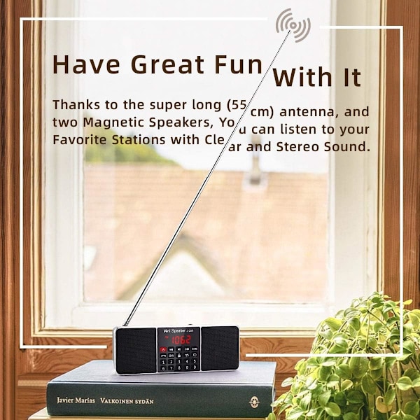 J-288 Bärbar Radio FM AM(MW) MP3 TF USB AUX med Bluetooth-högtalare, LED-display, Sömntimerfunktion. (utan manuell minnesfunktion)