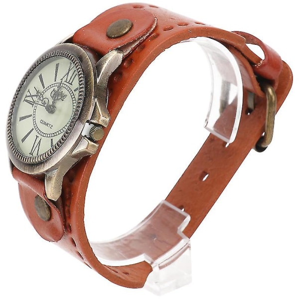 1 st äkta watch Vintage Roman Literal armbandsur Snygg Casual Watch Dekor Creative Quartz Watch för kvinna dam bär (orange), vuxen