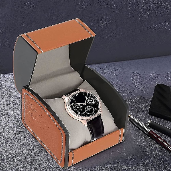 Watch Box Pu Läder Single Watch Armbandsur Display Case Case Med