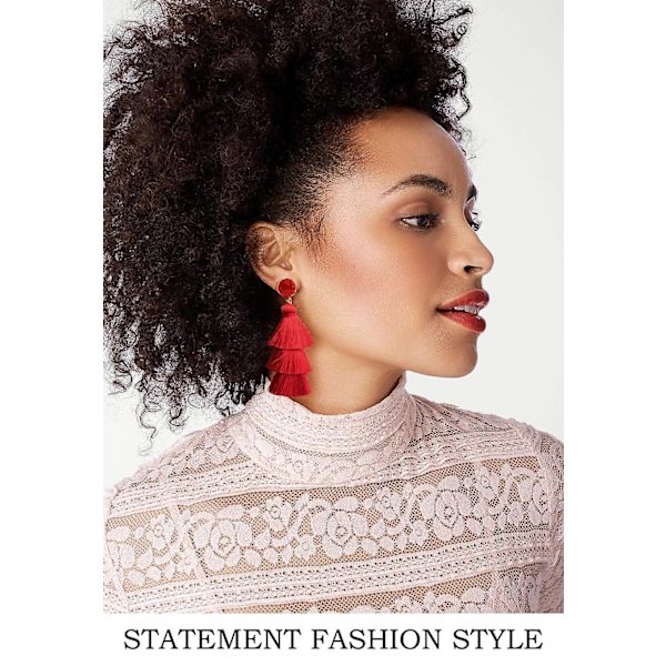 Layered Tassel Earrings Bohemian Layered Tassel Pendant Örhängen (röda),barn,kvinna