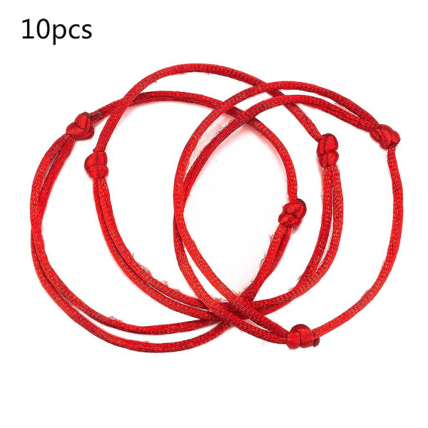 10st enkel röd sladdarmband Good Luck String Kabbalah Protection Knot Amulett, barn, hane