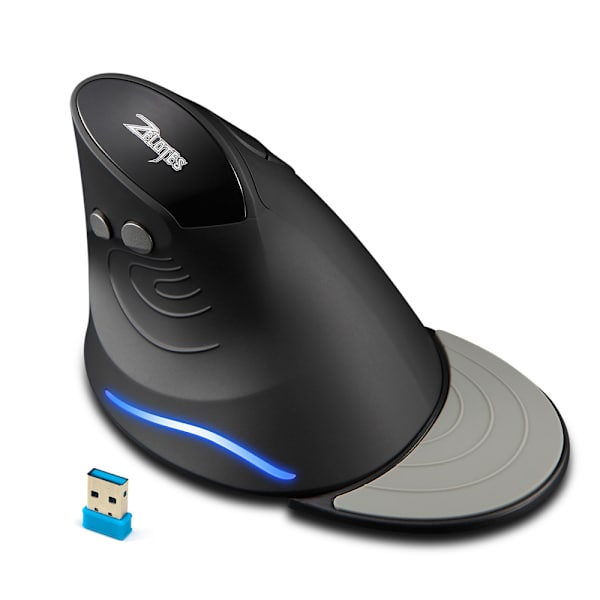 Gamingmus med 5 D Rocker, ergonomisk mus med 2400 DPI 12 programmerbara knappar Handledsstöd, RGB vertikala spelmöss anslutna för PC Laptop E Sports G