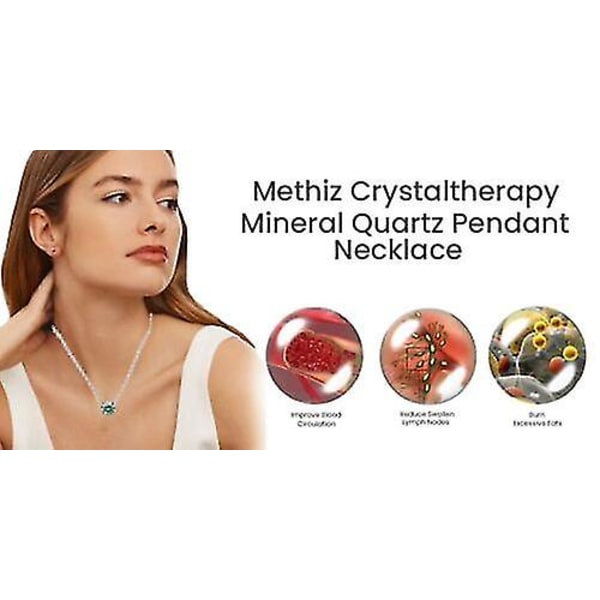 Metiz Lymphvity Magnetherapy Quartz Gemstone Pendant halskæde, lymfe- og slankehalskæde, 5 mm, hun