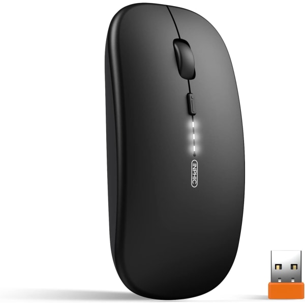 Trådlös mus, 2,4G trådlös mus med laddning av USB mottagare, 3 nivåer justerbar Dpi Lämplig för bärbara datorer, PC, Mac, dator, Macbook Blu