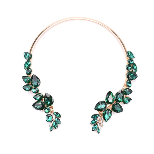 Crystal Layered Statement halsband för kvinnor, Choker halsband med chunky silver metall mode smycken presenter till henne, vuxen, grön