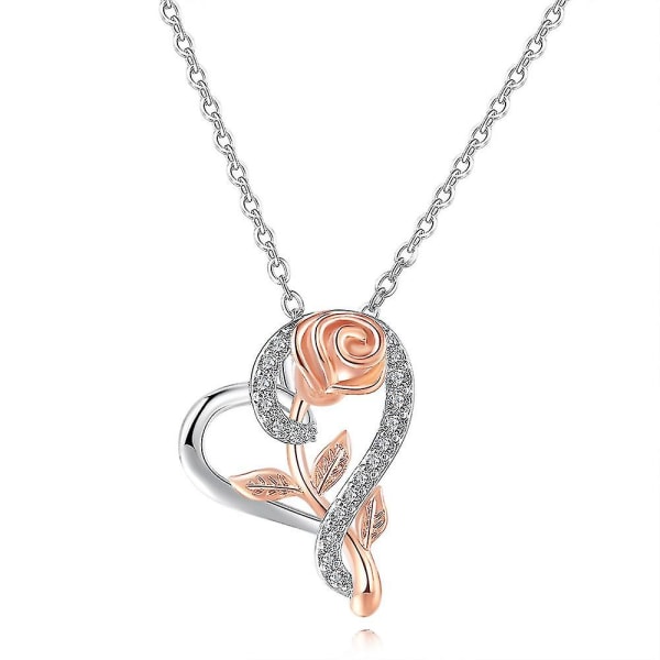 Heart Rose Halsband för kvinnor, alla hjärtans dag smycken presenter till mamma flickvän fru dotter, barn, manlig