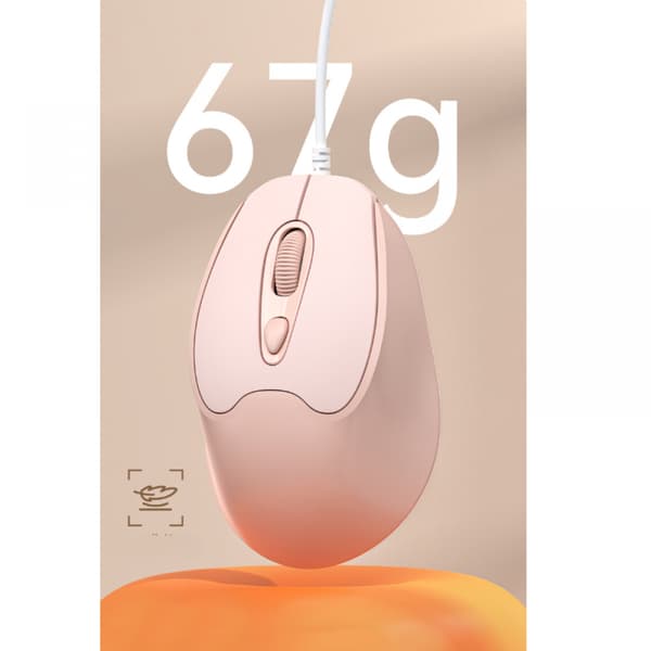 USB mus, trådbunden mus, Silent Button-mus, Rosa
