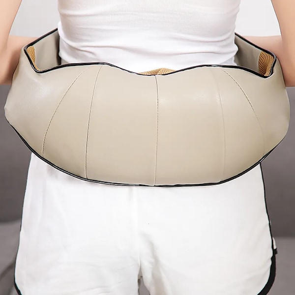 Beige Six Button, sähköinen niska-, niska- ja selkähierontavärinä ja infrapuna Shiatsu-hieronta lievittää jännitystä ja jäykkyyttä