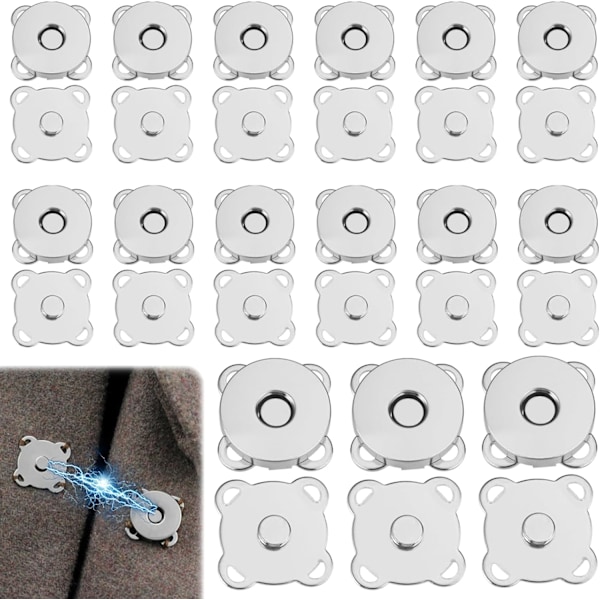 20 kpl Magneettiset Napit Ompelemaan ja Käsitöihin, 20mm Ommeltavat Magneetit, Magneettilukko Ompelemaan, Napit Tarvikkeet Ompelemaan Sulkemiseen
