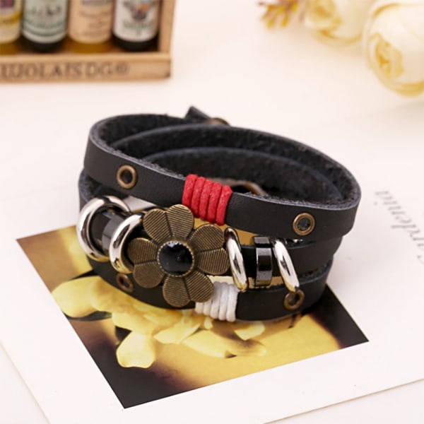 3-lagers handgjorda kohudslegering blomsterhänge pärlor retro armband smycken