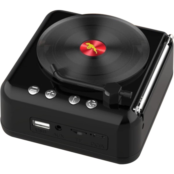 Vintage-vinyylilevyjen Bluetooth-kaiutin - Kannettava langaton gramofonikaiutin FM-radiolla ja Hi-Fi-stereolla - Innovatiivinen minilevysoitin Bluetooth Sp