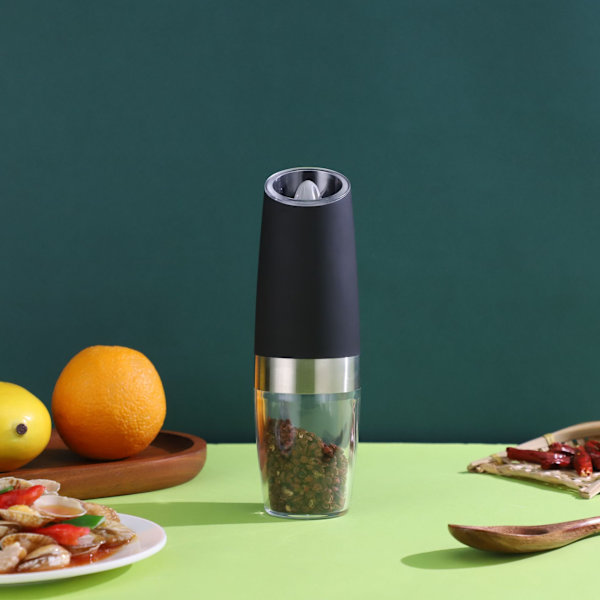 Elektrisk peppar-, salt- eller kryddkvarn Kraftfull Batteridriven, blå LED-lampa Set med 2 Ställbar rotor